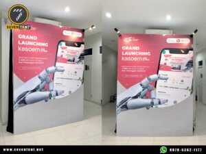 Sewa Backdrop dengan Lampu papan informasi acara Bogor