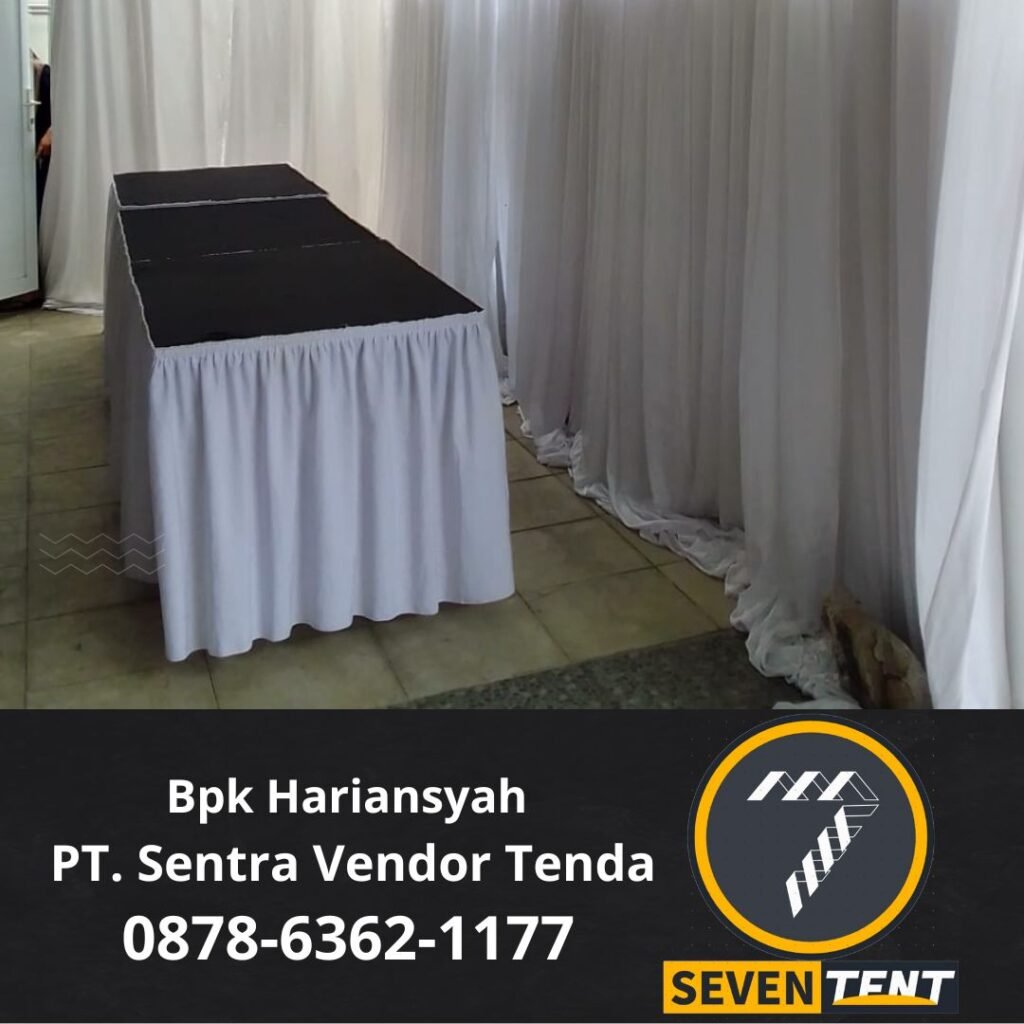 Rental Meja Kotak 120x60cm Taplak Hitam Sekerting Putih Jakarta