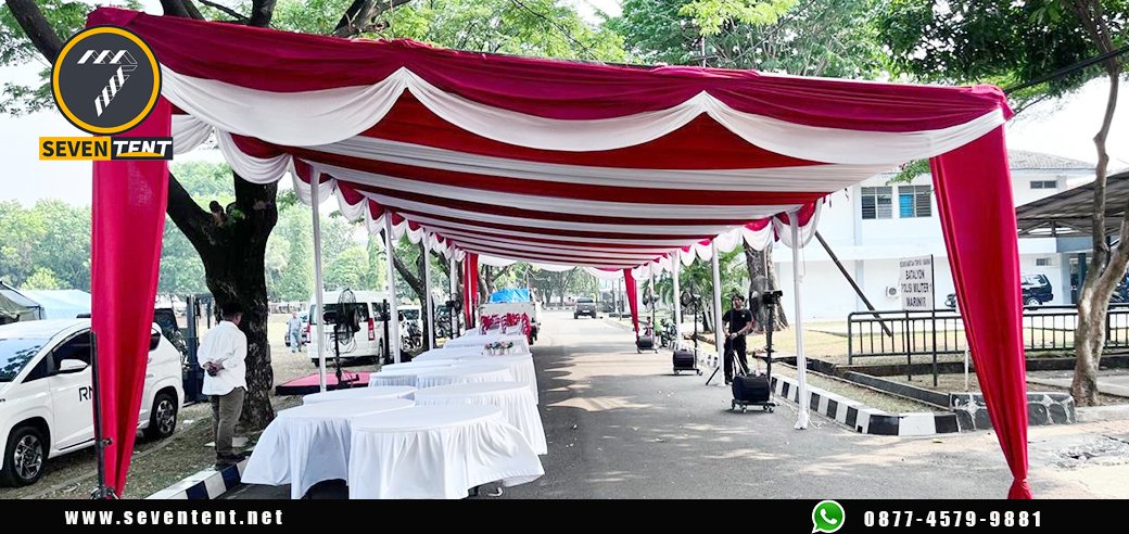 Menyewakan Tenda Merah Putih Dan Podium Cokelat Frame Stainless Jakarta